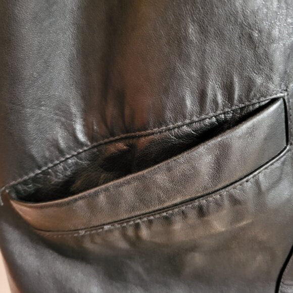 VTG S. Ajita Genuine Leather Oversized Jacket - Medium - Sequined Sleeves - Picture 7 of 12